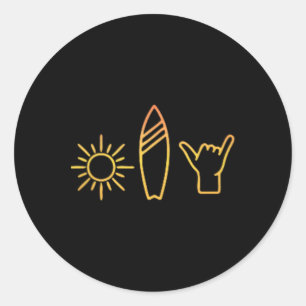 Surfer Surfboard Vintage Surfing Beach Summer Surf Classic Round Sticker