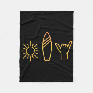 Surfer Surfboard Vintage Surfing Beach Summer Surf Fleece Blanket