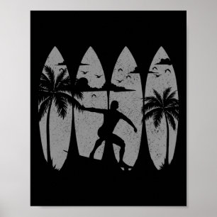 Surfer Surfboard Vintage Surfing Beach Summer Surf Poster