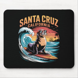 Surfer Surfing 70s 80s Santa Cruz California Retro Mouse Pad