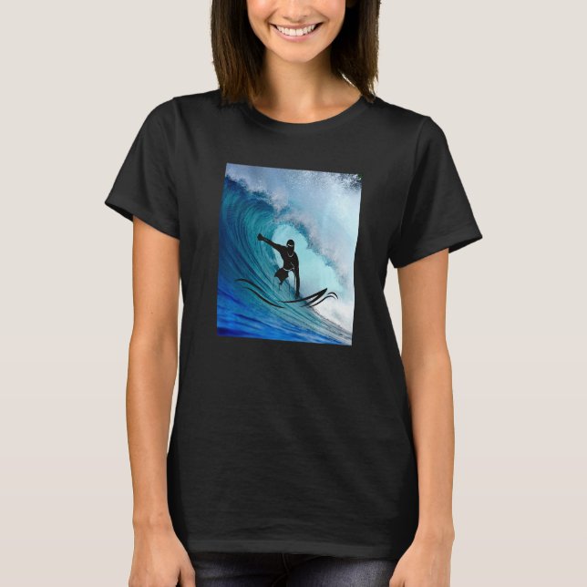 Surfer Surfing Hawaiian Waves Beach Summer Surfboa T-Shirt (Front)