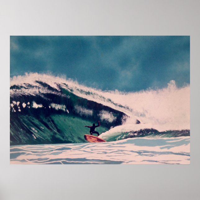 Surfer Surfing off the coast of California Big Sur Poster (Front)