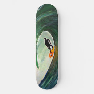 Surfer Surfing Silhouette Skate Board Deck Design