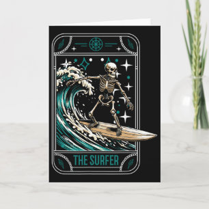Surfer Surfing Surfboard - Waves Skeleton Tarot Ca Card