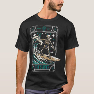 Surfer Surfing Surfboard - Waves Skeleton Tarot Ca T-Shirt