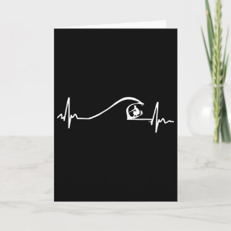 Surfer Surfing Wave Heartbeat T Shirt Gifts  Card