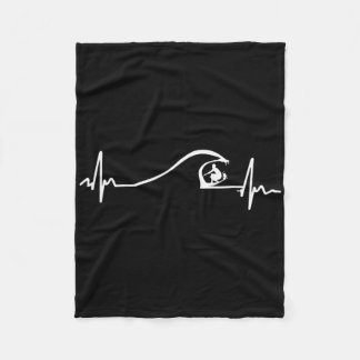 Surfer Surfing Wave Heartbeat T Shirt Gifts  Fleece Blanket