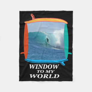 Surfer, Surfing, Waves, Ocean, Surfboards Window T Fleece Blanket