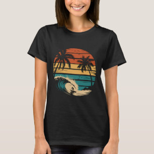 Surfer Surfing With Palm Trees Tropical Vacation _ T-Shirt