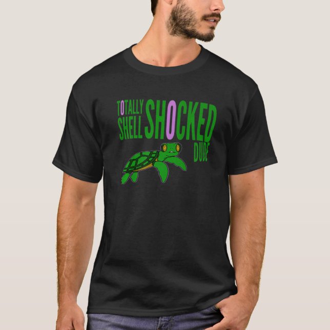 Surfer Turtle Totally Shell Shocked Dude Reptile P T-Shirt (Front)