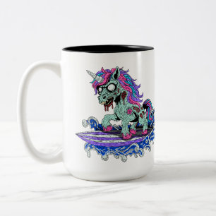 Surfer Unicorn Zombie Two-Tone Coffee Mug