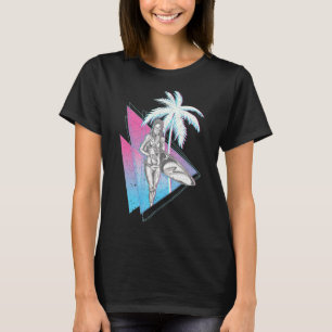 Surfer Vaporwave Surfboard Palm Tree 80s Water Spo T-Shirt