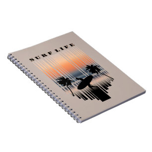 Surfer Walking Into Beach At Sunset   Surf Life Notebook