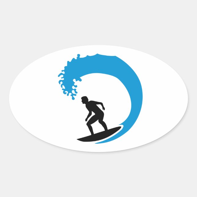 Surfer wave oval sticker (Front)