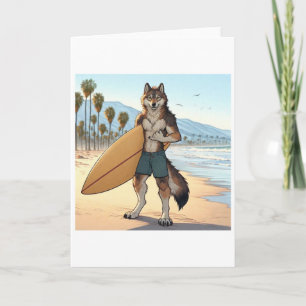 Surfer Wolf Card