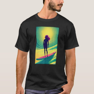 Surfergirl Girl Woman Surfboard Waves Sea Vacation T-Shirt