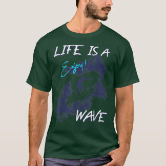 SurferLife Is A Wave, EnjoyMidnight Blue  T-Shirt