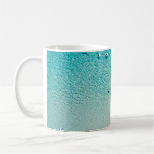 Surfers aerial view, clear ocean. coffee mug