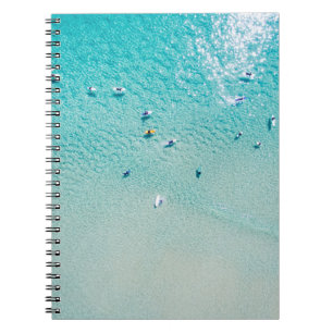 Surfers aerial view, clear ocean. notebook