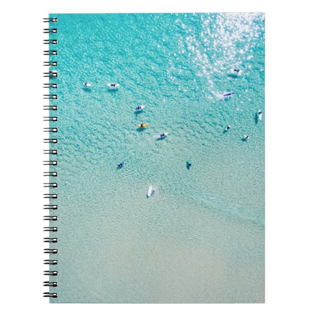 Surfers aerial view, clear ocean. notebook (Front)