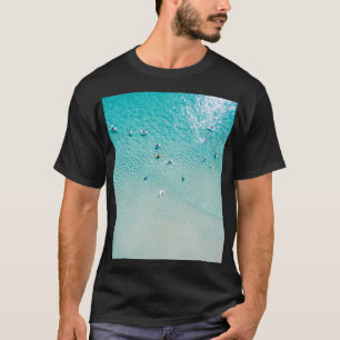 Surfers aerial view, clear ocean. T-Shirt