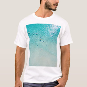 Surfers aerial view, clear ocean. T-Shirt