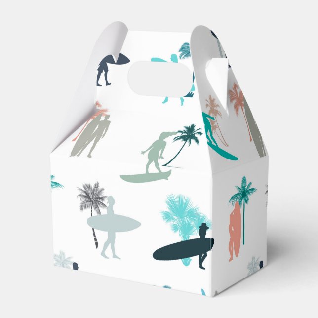 Surfers and Palm Trees Pattern Favour Box (Front Side)
