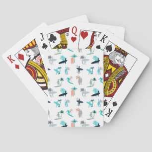 Surfers and Palm Trees Pattern Playing Cards