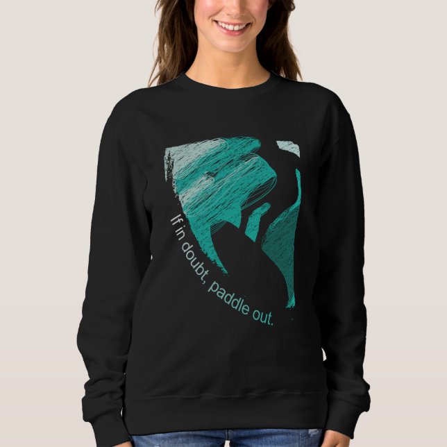 Surfers Blue Tube Wave Rider Pencil Sketch Sweatshirt (Front)