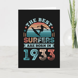 Surfers born 1933 90th Birthday surfing Gift Card