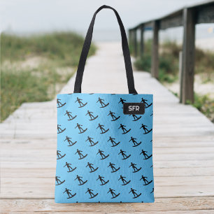 Surfers on Surfboard patter - your initials / name Tote Bag
