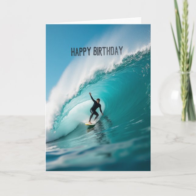 Surfers Ride Birthday Card (Front)