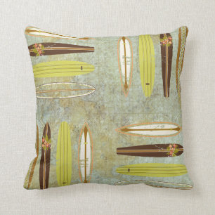 surfers surfboards throw pillow formica blue