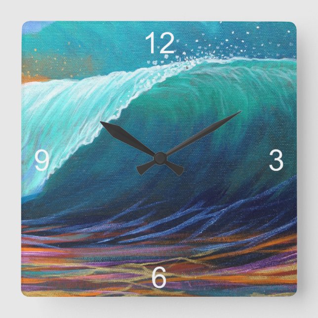 Surfers View of the Barrel Square Wall Clock (Front)