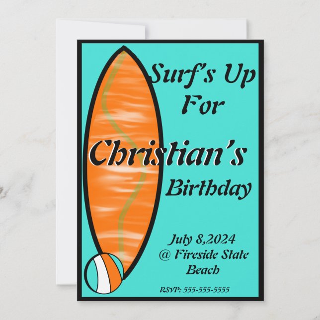 Surfin’ Birthday Invitation (Front)
