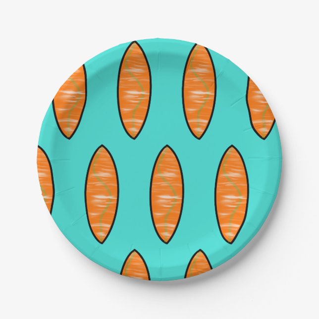 Surfin Birthday Paper Plate (Front)