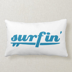 Surfin surfboard blue lumbar cushion