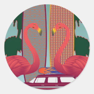 Surfin' USA-Sticker Classic Round Sticker