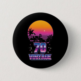 Surfing 1970 Pacific Ocean Sunset 70th Birthday 70 6 Cm Round Badge