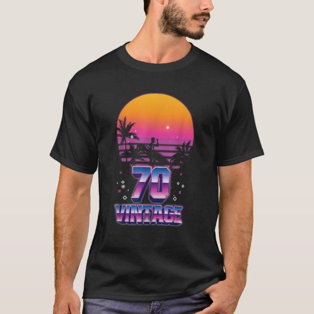Surfing 1970 Pacific Ocean Sunset 70th Birthday 70 T-Shirt (Front)