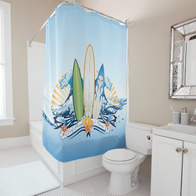 Surfing 2 Shower Curtain (In Situ)