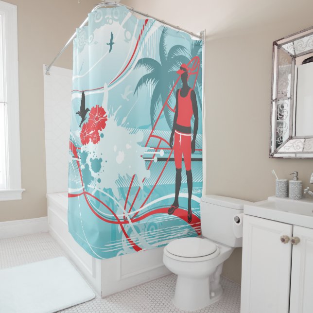Surfing 4 shower curtain (In Situ)