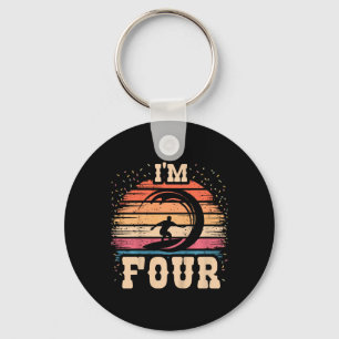 Surfing 4 Year Old Birthday Boy Girl 4th Surfboard Key Ring