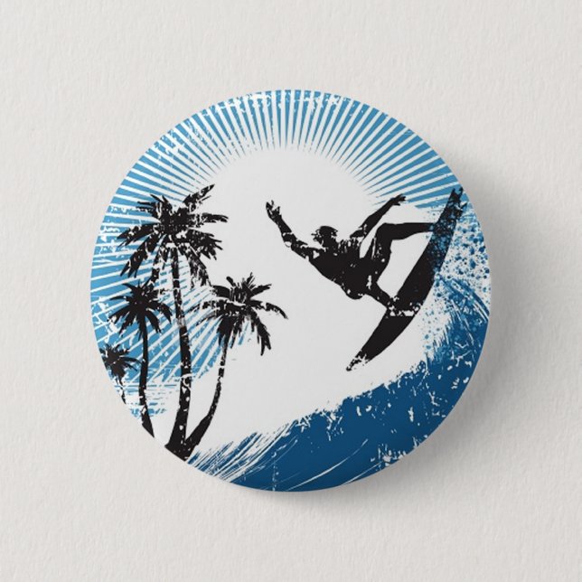 Surfing 6 Cm Round Badge (Front)