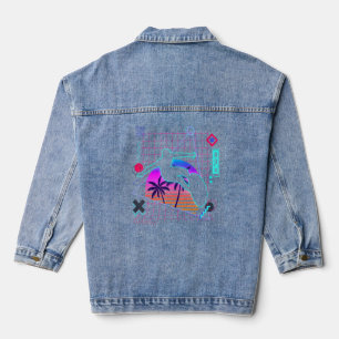 Surfing Aesthetic Vaporwave 80s Style Surfing  Denim Jacket