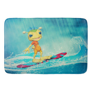 Surfing Alien Bath Mat