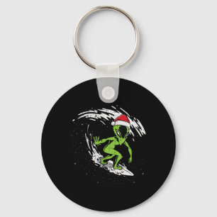 Surfing Alien Christmas In July Beach Summer Vacat Key Ring