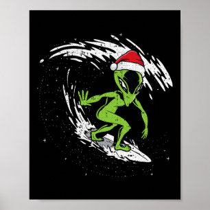 Surfing Alien Christmas In July Beach Summer Vacat Poster