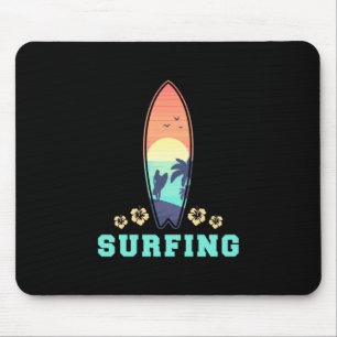 Surfing And Flower Mouse Pad