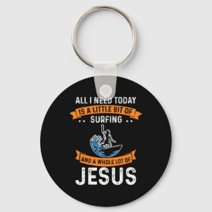 Surfing And Jesus Christian Sport Surfer Surfboard Key Ring